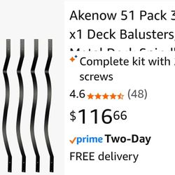 2030: New 51 Pack 32.25 x1 Deck Balusters, Metal Deck Spindles with Screws, Iron Balusters for Deck Railing, Heavy Duty Staircase Balusters, Porch Rai