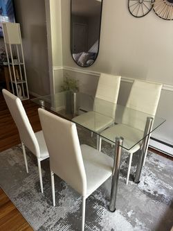 Glass Dining Table With 4 Chairs