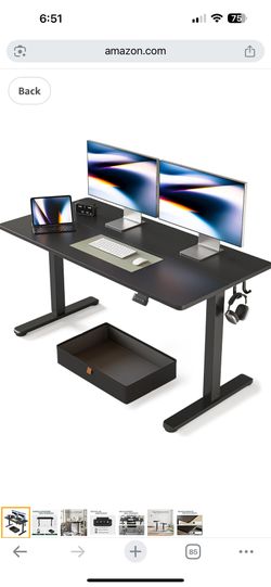FEZIBO 63 x 24 Inches Standing Desk with Drawer, Adjustable Height Electric Stand up Desk with Storage, Sit Stand Home Office Desk, Ergonomic Computer