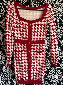 Red and white dress long sleeve short