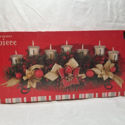 Christmas 7 Candle Metal Wrought Iron Centerpiece