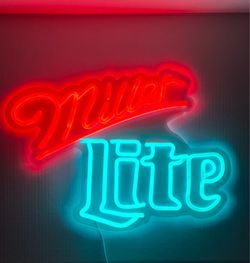 Miller Lite Neon Sign Beer Light Up Logo Bar Man Cave