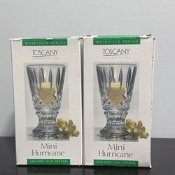 Brand new : Set of two Toscany lead Crystal Mini Hurricane Vase candle holders. 2 pieces each 