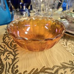 7 1/2" Amber Carnival Glass Bowl