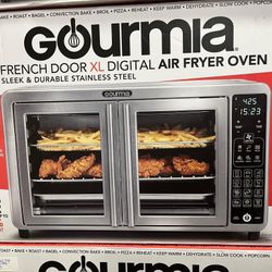 $130-Gourmia 43L XL 12-Slice Digital Air Fryer Oven with Single-Pull French Doors 