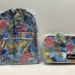 Disney Stitch Backpack And Lunch Bag Combo Set