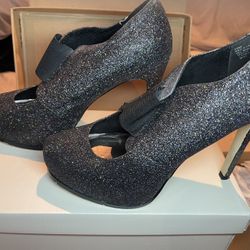 Black Glitter Heels