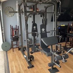 Vesta Fitness Smith Machine 1001 w/Bench Attachment | 230lb Bumpers Olympic Weights | 7ft Olympic Bar | Fitness | Gym Equipment | FREE DELIVERY 🚚 