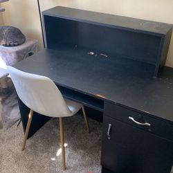 Solid wood, black desk