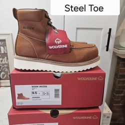 Wolverine Steel Toe Work Boots Sizes 9.5 And 10