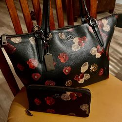 Leather Coach Tote Bag & Full Size Wallet 🌺