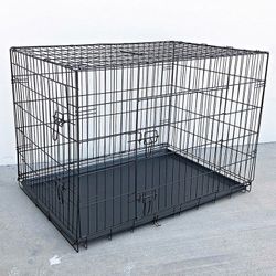 (Brand New) $65 Folding 42” Dog Cage 2-Door Pet Crate Kennel w/ Tray 42”x27”x30”