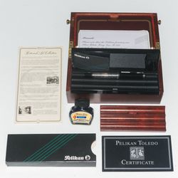 Pelikan Toledo M910 Sterling Silver Fountain Pen 18K Medium Nib Blue Ink