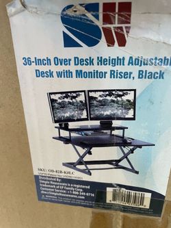Brand new SHW 36 inch over desk height adjustable standing desk with monitor riser black