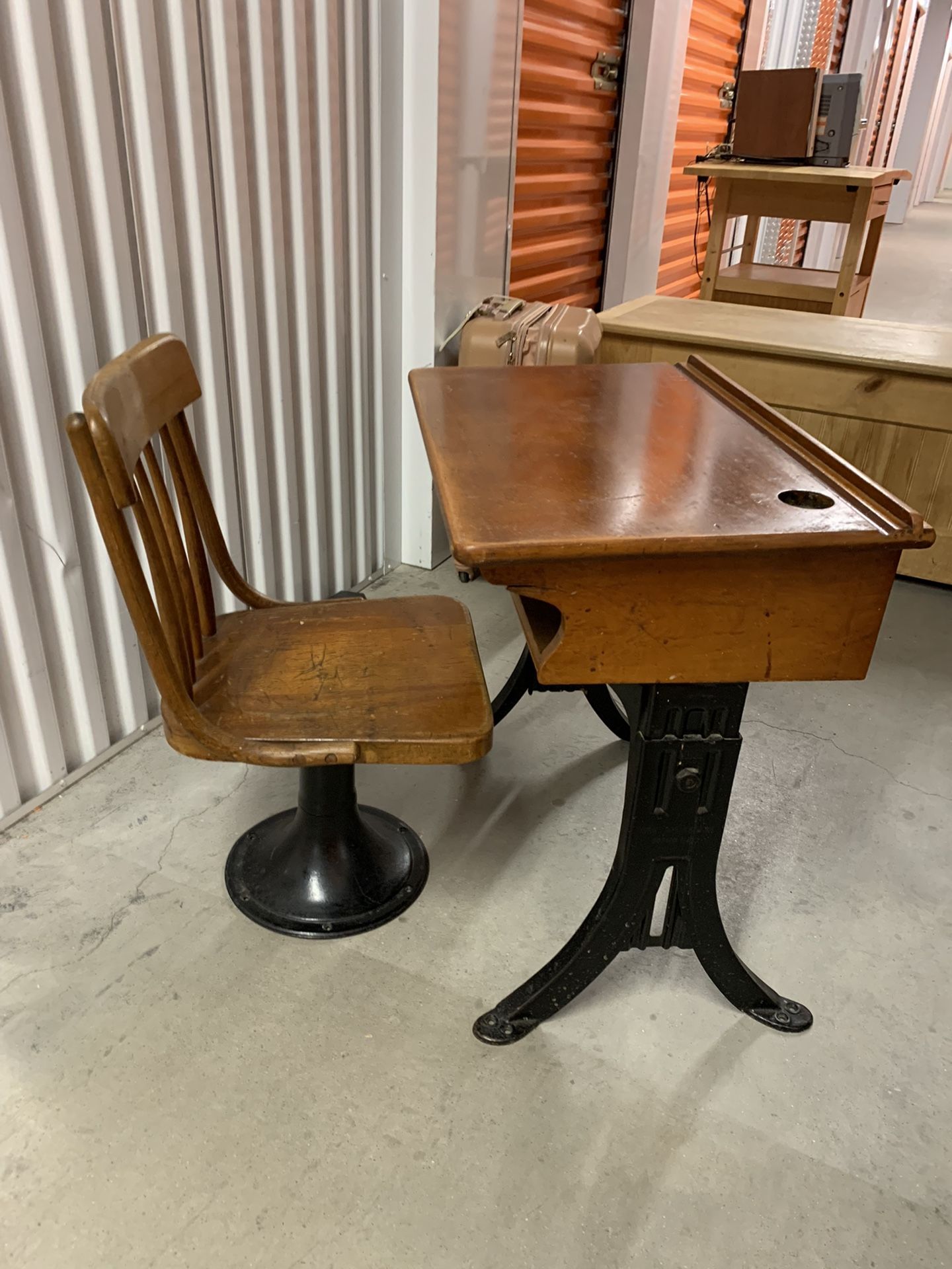Antique School Desk And Chair