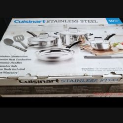 New 10 Piece CUISINA STAINLESS STEEL NON STICK COOKWARE 