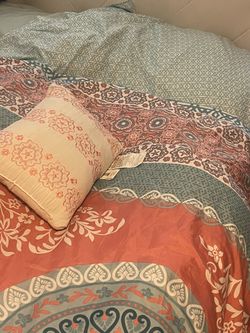 Coral And Teal Double/queen Comforter Set