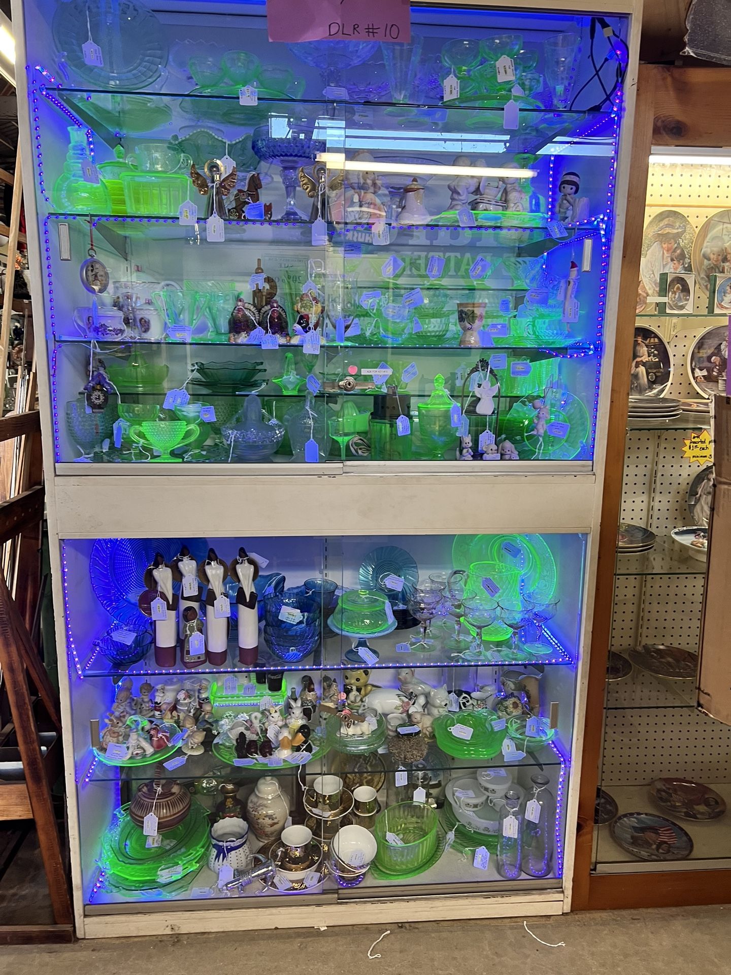 Tons Of Uranium Glass, Precious Moments, Glass Figurines , And Aquamarine Glass!