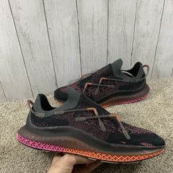 Men's Adidas 4D FUSIO Primeknit Black Grey Orange size 11.5 FZ2414 No Laces