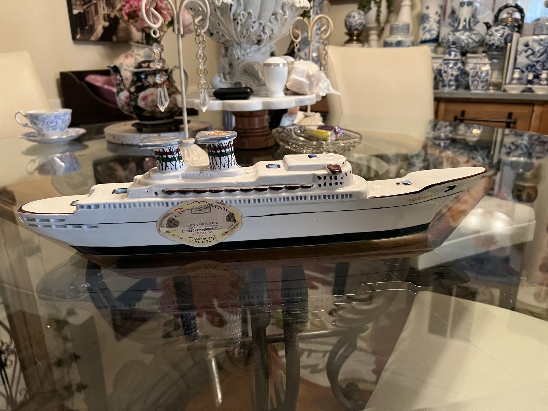 Vintage 1970 Burghini’s Boat Wine Bottle Made In Italy