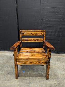 Rustic Torched Wood Outdoor Armchair