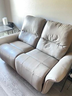 Gray Faux Leather Reclining Loveseat