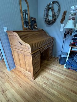 Oak roll top desk