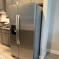 WHIRLPOOL Side-by-Side Standard Depth 36 in Refrigerator Silver Fridge with Ice Maker Appliance