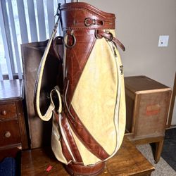 Vintage Walter Hagen Leather Golf Bag – Made in USA – Retro 70s-Man cave-vintage golf decor