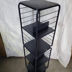 VASAGLE 4-Tier Rotating Bookshelf, Bookcase with Bookends for Small Spaces, Corner Shelf, Steel Frame, Ebony Black and Ink Black ULLS127B56