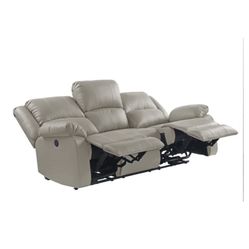 New In Box! Latitude Run 3 Seat Leather Reclining Sofa With Center Drop Down Table