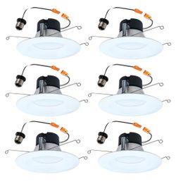 HALO LT 5/6 Inch in/Outdoor Recessed LED Trim Can Light,- 6 Pk