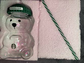 Star Bucks Bear Cup “Bearista” Glass Mug – 20 oz with Straw
