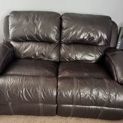 Recliner leather couch