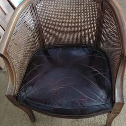 Cane and Leather Antique  Chair