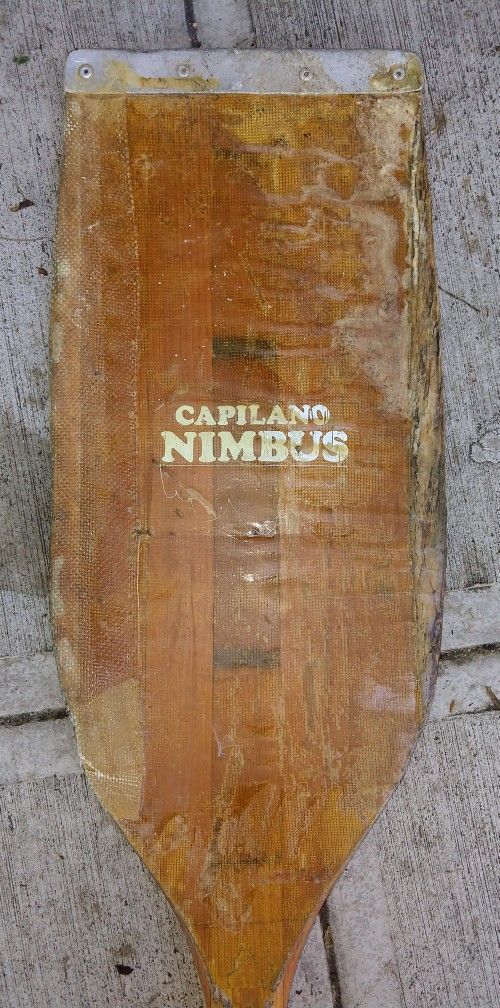 1 Nimbus "Capilano" wooden kayak

paddle
85" long with offset Blades with a layer of fibreglass and

metal In Kent 