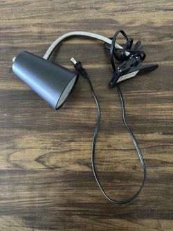Black Clip-On Desk Lamp with Flexible Gooseneck - Adjustable Light