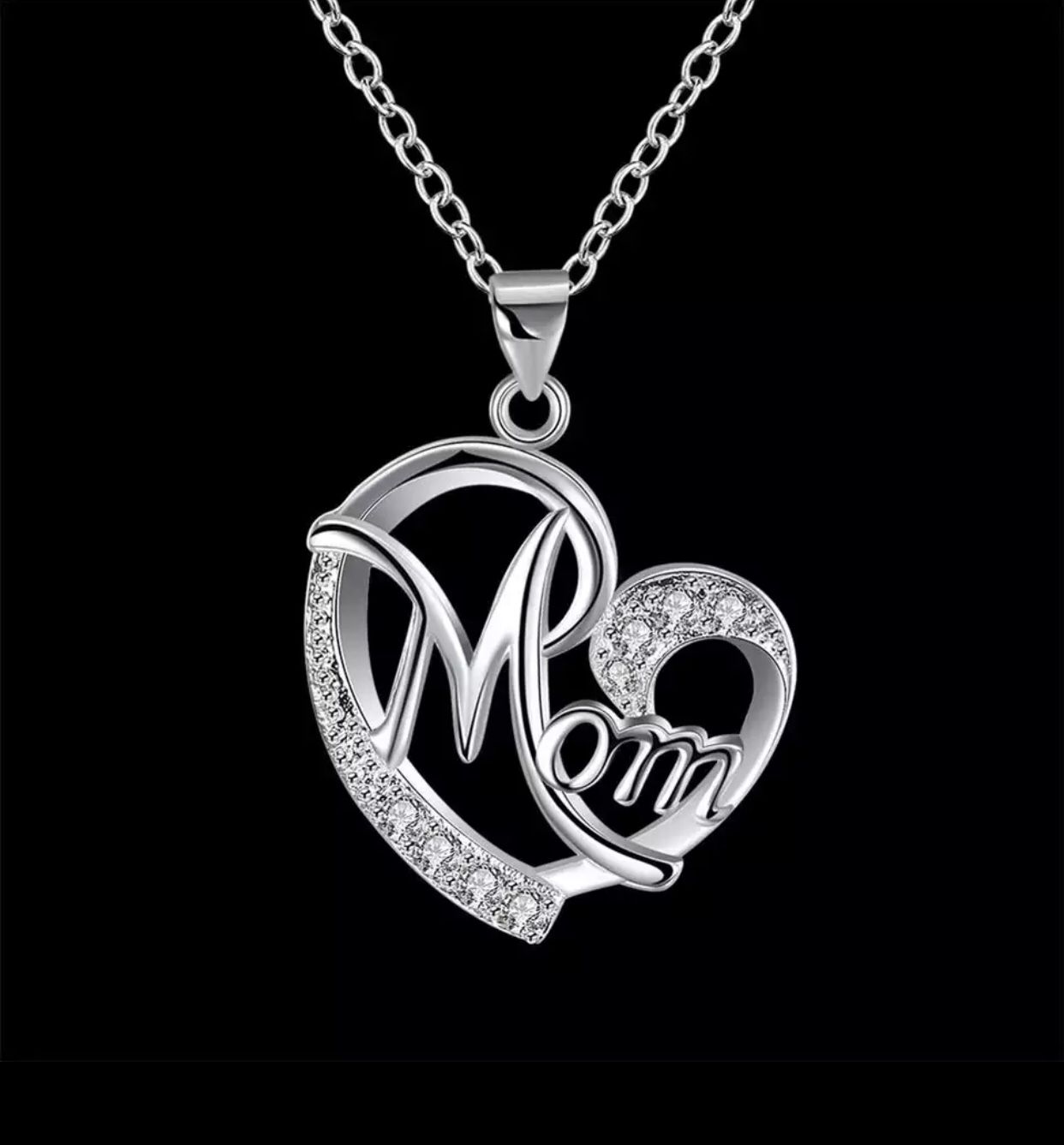 Sterling Silver Mom Necklace 