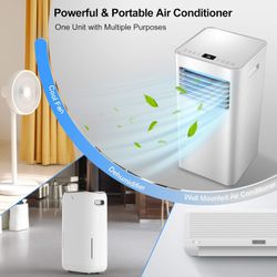 8,000 BTU Portable Air Conditioners Cools up to 350 Sq.ft, Portable AC Built-in Cool, Dehumidifier, Fan Modes, Room Air Conditioner with Remote Contro
