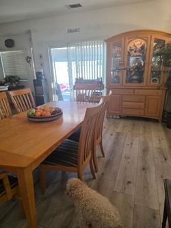 Wood Dining Table with Chairs Set