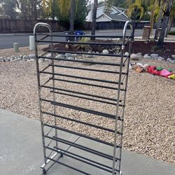 5ft tall 10 tier shoes  rack  on wheels