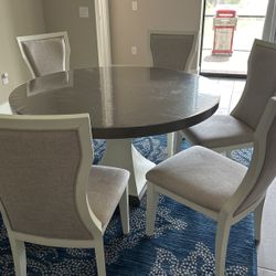 Dining Table With 6 Chairs, Great Condition, Beige And Gray