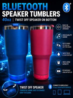 40oz Bluetooth Speaker Tumbler – Brand New! (Blue & Pink Available)