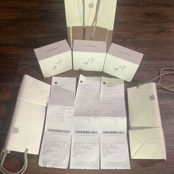 Airpod generation 2 pros comes with receipts, bags