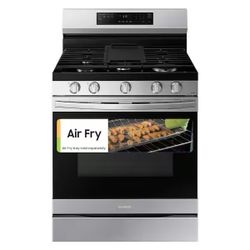 New Samsung 6 cu. ft. Smart Wi-Fi Enabled Convection Gas Range with No Preheat AirFry in Stainless