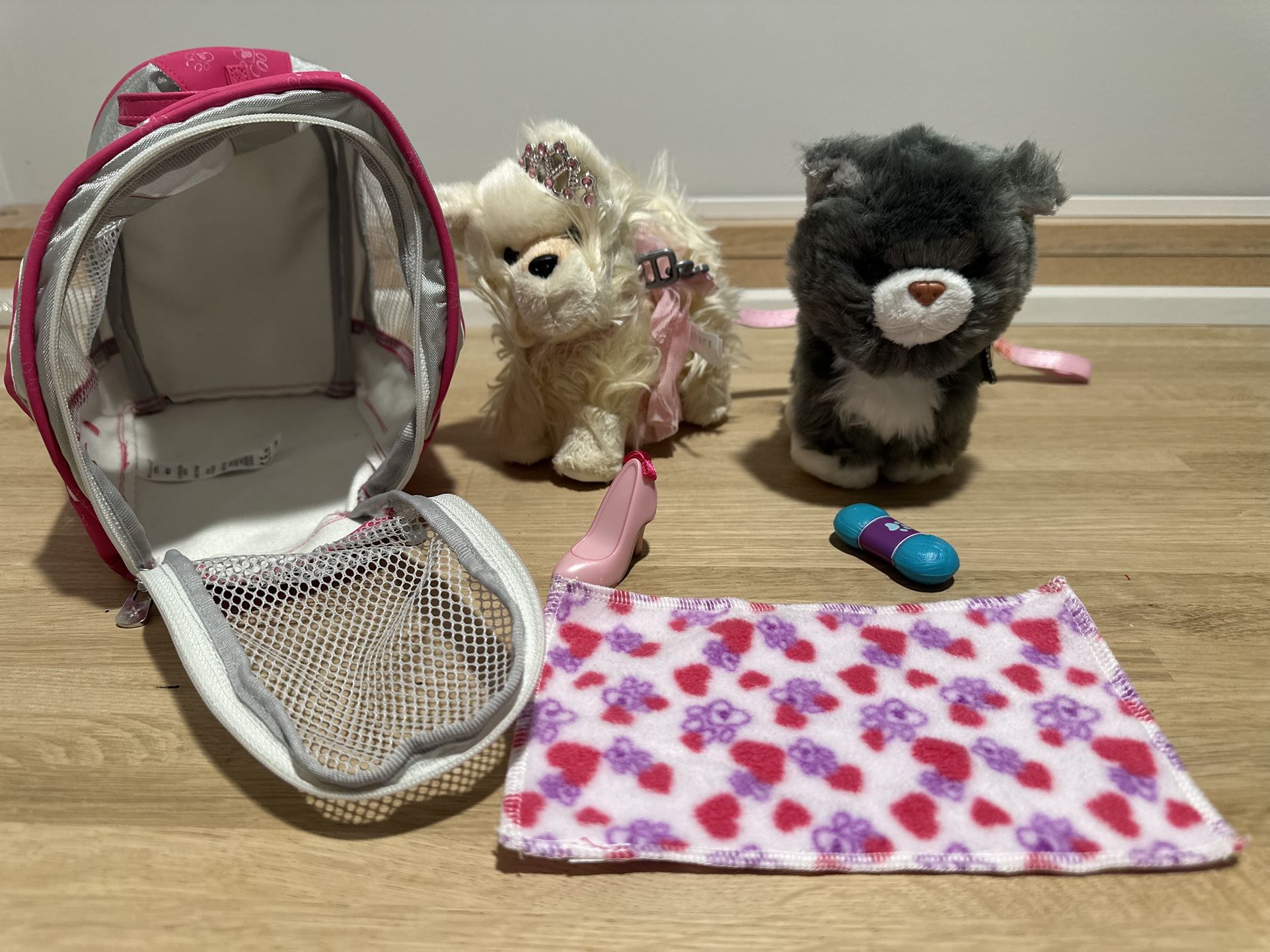 American Girl , cat, and dog