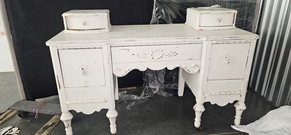 1920's Antique Vanity Desk With Wheels