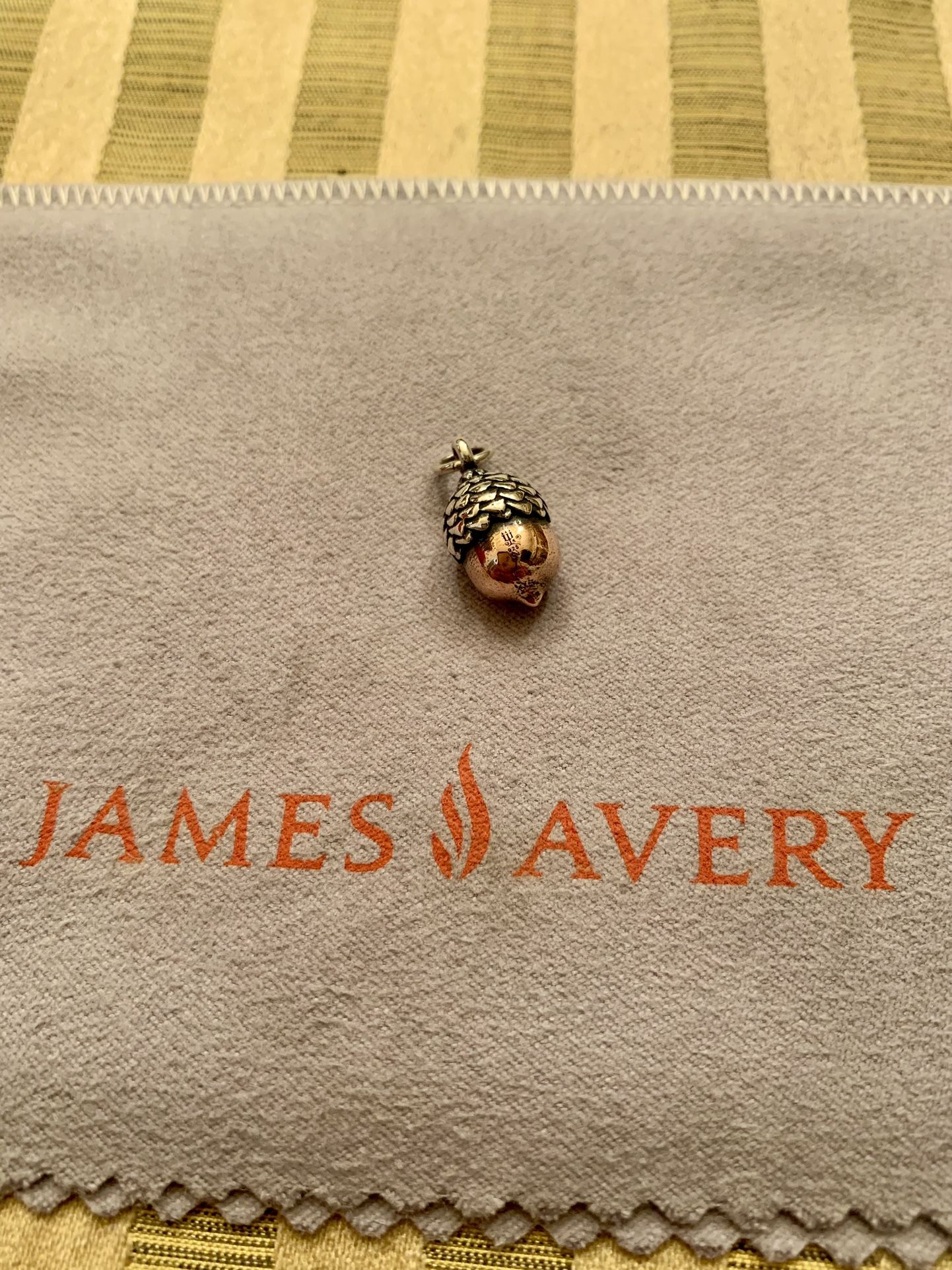 JAMES AVERY ACORN 3D CHARM COPPER & STERLING SILVER RETIRED