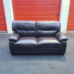 Brown Leather Loveseat Couch - Free Delivery