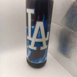  20 Oz Blue And White LA Bluetooth Speaker Tumbler Stainless Steel With Lid And Straw